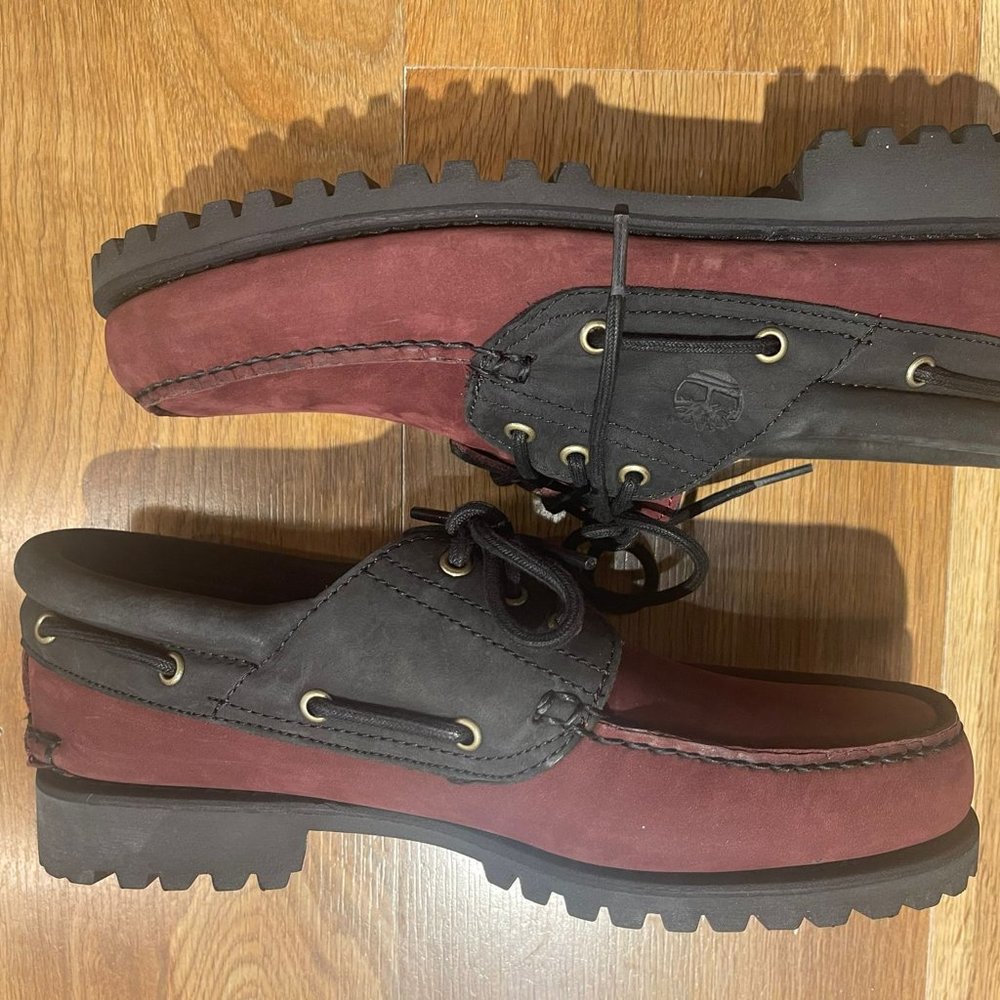 TIMBERLAND MEN'S AUTHENTIC HANDSEWN BOAT SHOE BURGUNDY NUBUCK A5WBN ALL SIZES